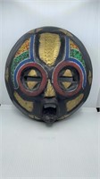 Large 13" Wooden Tribal Native Mask With Bead Work