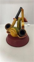 Longchamp France Majolica & Leather Dolphin Pipe S