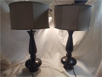 Pair of metal lamps