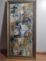 "Potted lemon tree"  oil on board framed wall