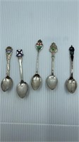 5 Sterling Souvenir Spoons Including NS Spoon