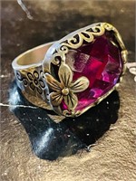 1960s Hand Hammered Sterling Flower Child Ring