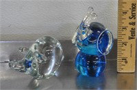 Art glass pig & elephant figurines