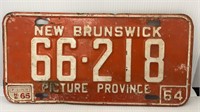 1964 New Brunswick License Plate