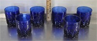 6 cobalt blue drinking glasses