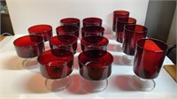 LOT OF RUBY RED CHAMPAGNE GLASSES