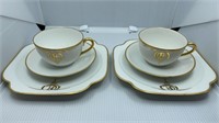 Set Of 2 RS Tillowitz Cups & Saucers With Gold Tri