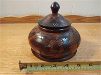 Lathe turned possible mahogany lidded dish with