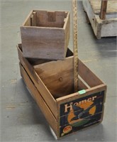 Vintage fruit crate, wood box, info