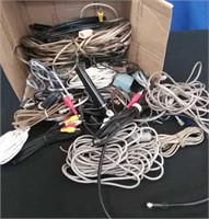 Box of Assorted Cables and Phone Cords