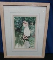 Framed Woman in White Dress Painting
