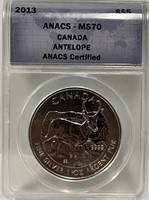 S - 2013 ANACS MS70 CANADIAN SILVER $5 (94)