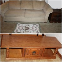 Hide-A-Bed Couch, Coffee Table & Night Stand