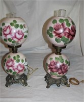 2 Gone With The Wind Parlor Table Floral Lamps