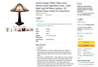 B592 Vintage Tiffany Table Lamp - Stained Glass