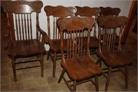 6 Vintage Wooden Dining Table Chairs