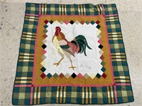 VINTAGE SQUARE QUILT WITH ROOSTER (STAIN)