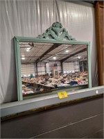 TURQUOISE PAINTED WOOD FRAME MIRROR