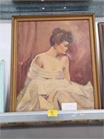 1943 FRAMED OIL ON CANVAS PORTRAIT BY E. HILBERT