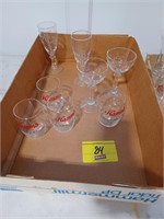 4 HAMM'S BEER GLASSES, ETCHED STEMWARE