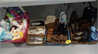 3 FLATS OF WOMEN'S SHOES, LAUNDRY BASKET OF FIRST