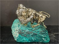 BEAR FIGHTING BULL STATUE ON ACRYLIC BASE LIMITED