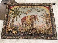 LARGE FRENCH LE ELEPHANT AND BOTANICAL WALL
