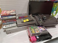 EMERSON VHS PLAYER & STACK OF VHS TAPES, UNTESTED