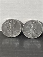 1942 D AND 1944 P LIBERTY WALKING EAGLE SILVER