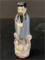 VINTAGE CHINESE ROSE FAMILLE FIGURINE 5.75in T