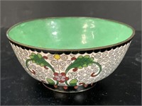VINTAGE ENAMELED CHINESE BOWL 5.5in W x 2.5in T