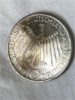 1972G Germany Olympic 10 Deutsche Mark .625 Silver