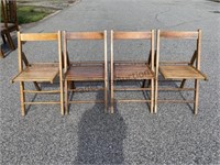 Set of 4 Vintage Wood Folding Chairs