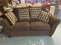 Brown Loveseat with Pillows