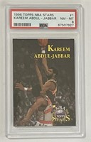 1996 Topps NBA Stars #1 Kareem Abdul-Jabbar PSA 8