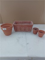 Lot of 4 Small clay planters