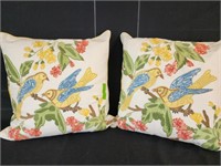 Lot Of 2 Decorative Bird Throw Pillows