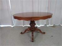 Round Wooden Kitchen Table w/ Floral Inlaid Base