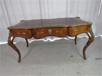 Antique Wood & Brass Frency Style Table