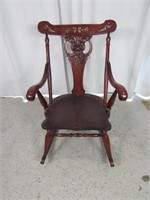 Vtg Cherry Wooden Rocking Chair