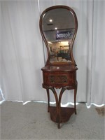 Antique Burlwood Standup Vanity w/ Mirror