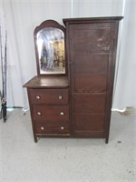 Antique Wooden Dresser w/ Mirror