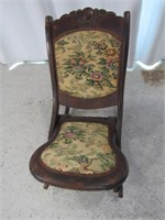 Antique Wooden & Floral Fabric Rocking Chair