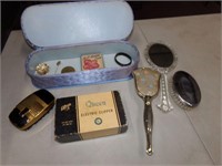 Vintage vanity box, brush & mirror set