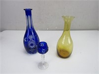 Czech Cobalt Cut Vase & More