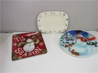 (3) Christmas Serving Platters
