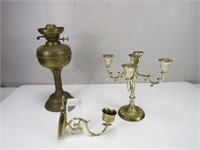 Vtg Brass Oil Lamp & More