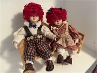 Vintage Porcelain Raggedy Ann and Andy Dolls