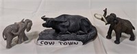 Cow Town long horn, and elephant w/h tusk statue