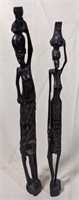 Tall African Wood Man and Woman 24"